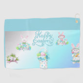Pastel Paaseieren & Bunny Mok Golfhanddoek (Horizontaal)