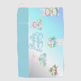 Pastel Paaseieren & Bunny Mok Golfhanddoek