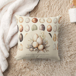 Pastel Paaseieren Design in Crème & Bruine Tinten Kussen