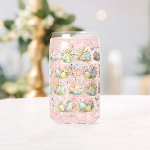 Pastel Paaseieren & Konijnen Bloemen & Vlinders Blikvorm Glas