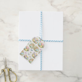 Pastel Paaseieren & Konijnen Bloemen & Vlinders Cadeaulabel