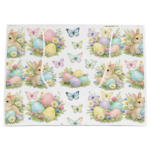 Pastel Paaseieren & Konijnen Bloemen & Vlinders
