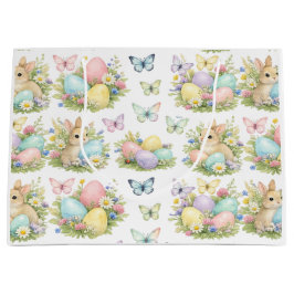 Pastel Paaseieren & Konijnen Bloemen & Vlinders Groot Cadeauzakje