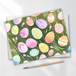 Pastel Paaseieren | Mooie Lente Waterverf Feestdagenkaart