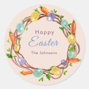 Pastel Paaseieren roze  Ronde Sticker