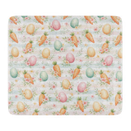 Pastel Paaseieren & Wortels Aquarelpatroon Snijplank