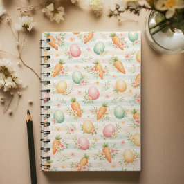 Pastel Paaseieren & Wortels Watercolor Patroon Notitieboek