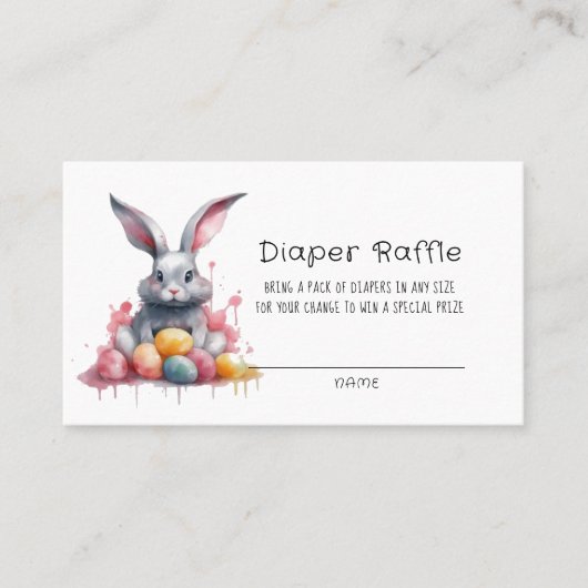 Pastel Paashaas en Eieren Luier Raffle Visitekaartje (Voorkant)