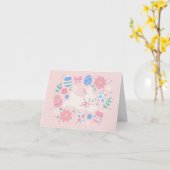 Pastel Paashaas Illustratie Kaart (Gele Bloem)
