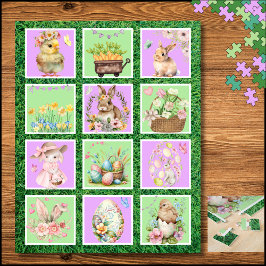 Pastel Paashaas Kleurenblok Puzzel