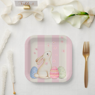 Pastel Paashaasjes, Ei en Kuikens Papieren Borden Bordje