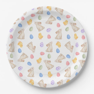 Pastel Paashaasjes, Ei en Kuikens Papieren Bordje
