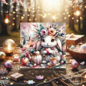 pastel paastuin thee party konijntje feestdagenkaart