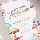 Pastel paddestoel magisch bos baby shower kaart