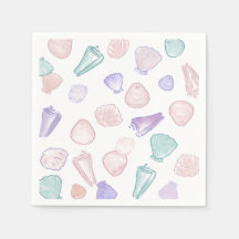 Pastel Painterly Seashell Onder het Zee Party