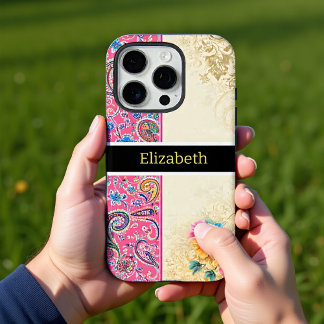 Pastel Paisley Bloemen en Whimsical Blush iPhone 16 Pro Hoesje