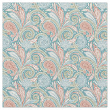 Pastel Paisley Floral Light Pink and Blue