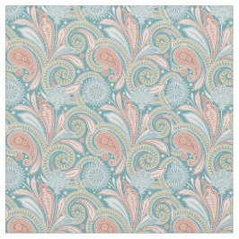 Pastel Paisley Floral Light Pink and Blue Stof