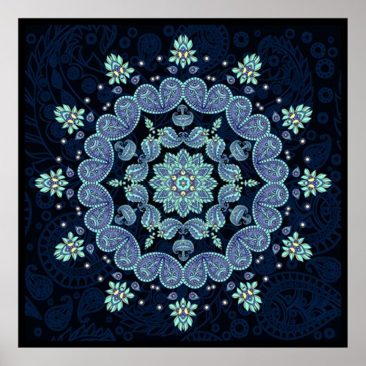 Pastel Paisley Kaleidoscope Mandala Print (Voorkant)