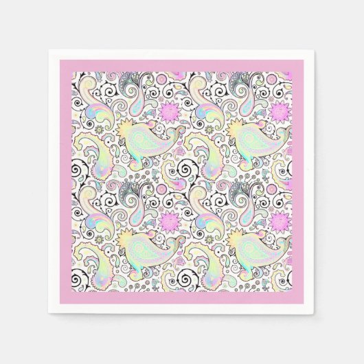 Pastel paisley servetten (Voorkant)