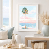 Pastel Palm Beach Kust Wanddecoratie Poster