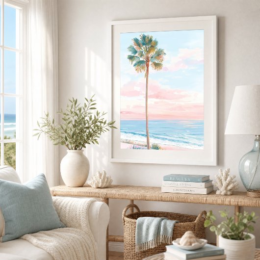 Pastel Palm Beach Kust Wanddecoratie Poster