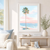 Pastel Palm Beach Kust Wanddecoratie Poster