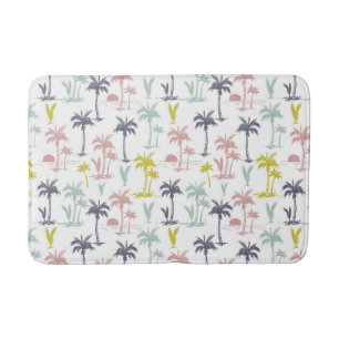Pastel Palm Tree (palmpalmstructuur) op het strand Badmat