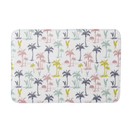 Pastel Palm Tree (palmpalmstructuur) op het strand Badmat (Voorkant)