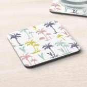 Pastel Palm Tree (palmpalmstructuur) op het strand Bier Onderzetter (Linkerzijde)