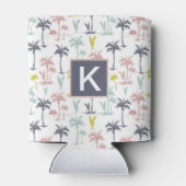 Pastel Palm Tree (palmpalmstructuur) op het strand Blikjeskoeler (Achterkant)