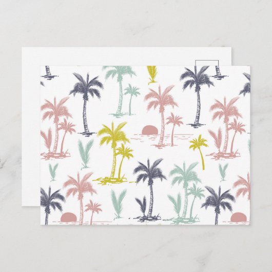 Pastel Palm Tree (palmpalmstructuur) op het strand Briefkaart (Voorkant / Achterkant)