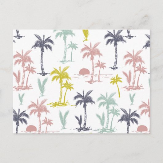 Pastel Palm Tree (palmpalmstructuur) op het strand Briefkaart (Voorkant)