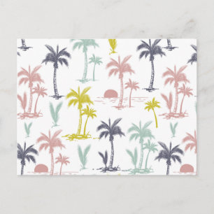 Pastel Palm Tree (palmpalmstructuur) op het strand Briefkaart