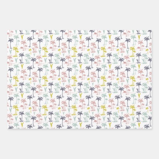 Pastel Palm Tree (palmpalmstructuur) op het strand Inpakpapier Vel (Voorkant 2)