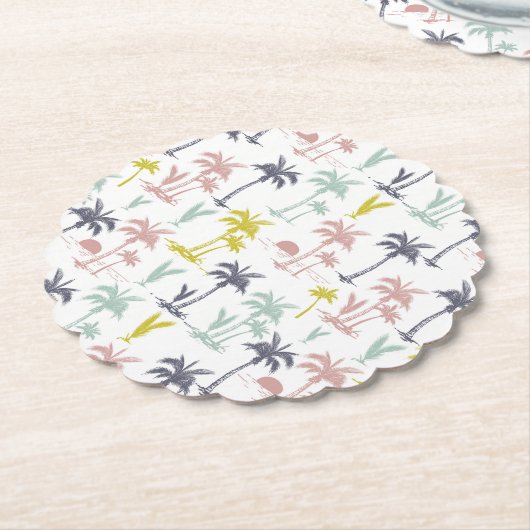 Pastel Palm Tree (palmpalmstructuur) op het strand Kartonnen Onderzetters (Gekanteld)