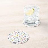 Pastel Palm Tree (palmpalmstructuur) op het strand Kartonnen Onderzetters (Insitu)