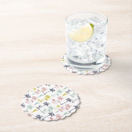 Pastel Palm Tree (palmpalmstructuur) op het strand Kartonnen Onderzetters (Insitu)