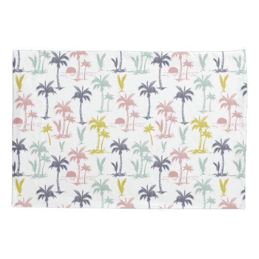 Pastel Palm Tree (palmpalmstructuur) op het strand Kussensloop (Achterkant-Links)