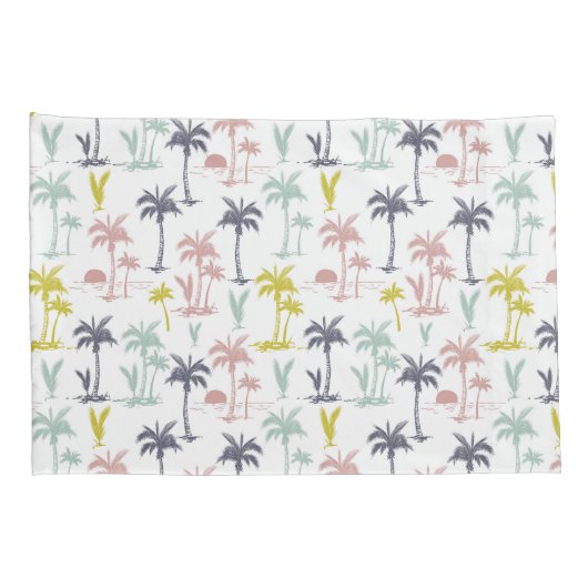 Pastel Palm Tree (palmpalmstructuur) op het strand Kussensloop (Achterkant-Rechts)