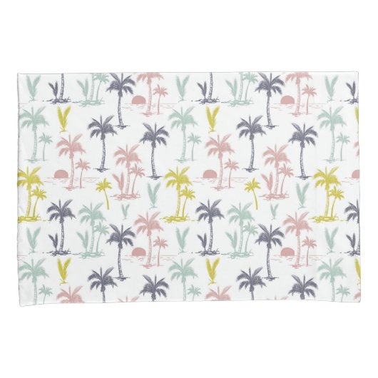 Pastel Palm Tree (palmpalmstructuur) op het strand Kussensloop (Voorkant-Rechts)