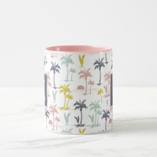 Pastel Palm Tree (palmpalmstructuur) op het strand Mok (Midden)