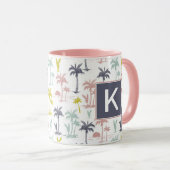 Pastel Palm Tree (palmpalmstructuur) op het strand Mok (Voorkant rechts)