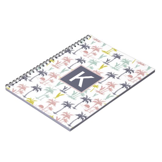 Pastel Palm Tree (palmpalmstructuur) op het strand Notitieboek (Linkerzijde)