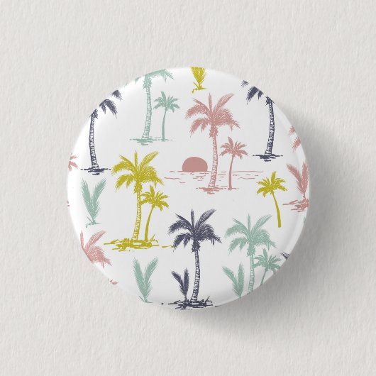 Pastel Palm Tree (palmpalmstructuur) op het strand Ronde Button 3,2 Cm (Voorkant)