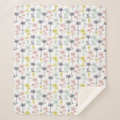 Pastel Palm Tree (palmpalmstructuur) op het strand Sherpa Deken (Voorkant)