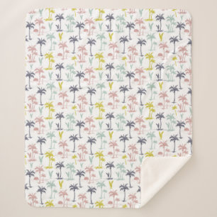 Pastel Palm Tree (palmpalmstructuur) op het strand Sherpa Deken