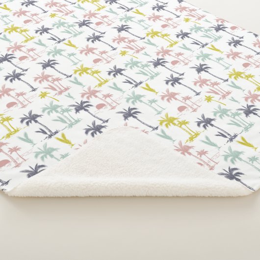 Pastel Palm Tree (palmpalmstructuur) op het strand Sherpa Deken (3/4)