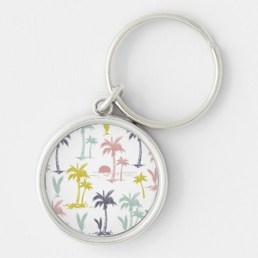 Pastel Palm Tree (palmpalmstructuur) op het strand Sleutelhanger (Voorkant)