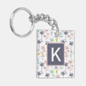 Pastel Palm Tree (palmpalmstructuur) op het strand Sleutelhanger (Voorkant Links)